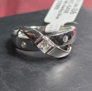 NWT Classy! Moissanite & Sterling Silver Crisscross Ring